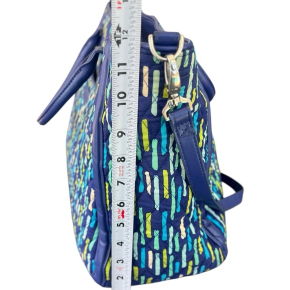 Retired Vera Bradley Rain Forest Tote Trapeze Shoulder Strap Blue L Preppy Boho - Picture 10 of 12